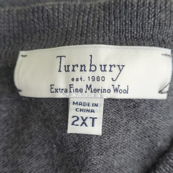 Turnbury Extra Fine Merino Wool V-Neck Sweater 2XT - Picture 2 of 8